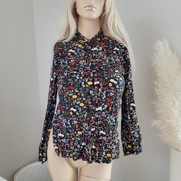 Zara Floral Button Up multi colored blouse - Picture 3 of 8